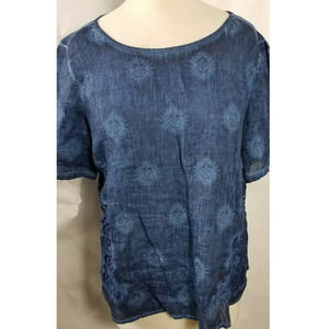 Chicos 1P Petites Blouse Size  8p Blue Bohemian